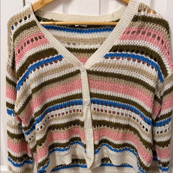 Colorful Striped Button-Up Cardigan - Picture 1 of 2